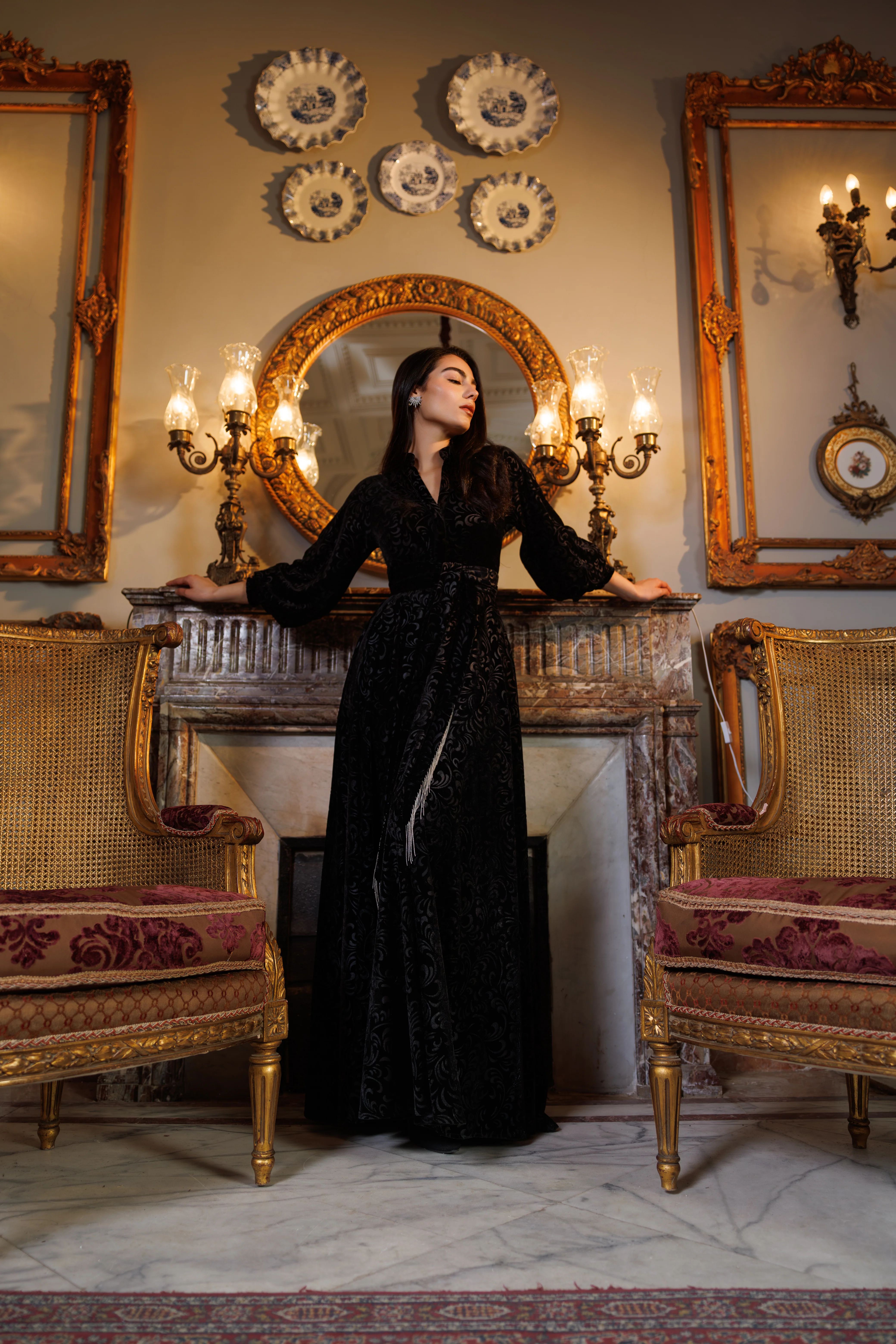 Lianna Velvet Dress | Black - Image 3