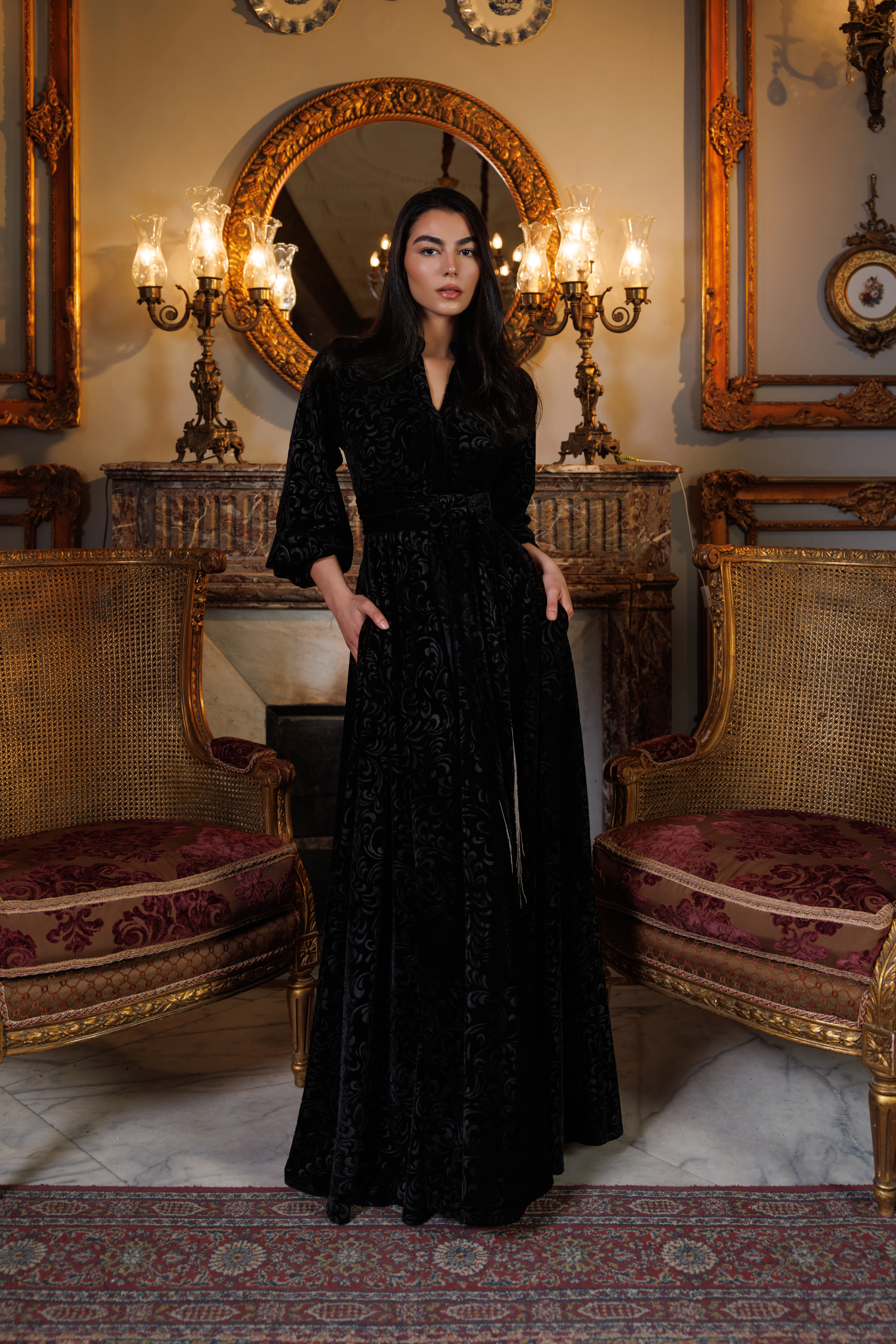 Lianna Velvet Dress | Black - Image 4