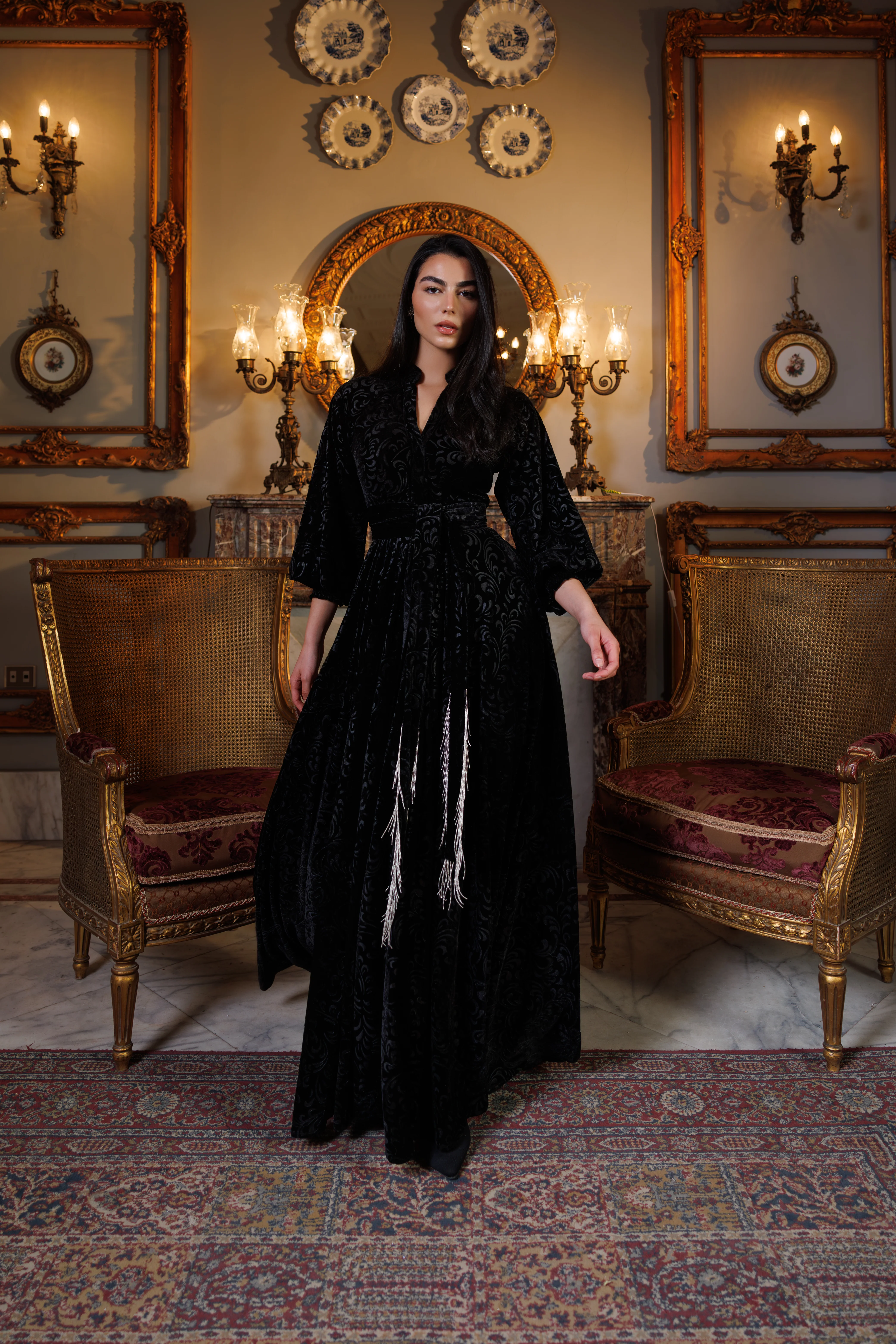 Lianna Velvet Dress | Black - Image 5