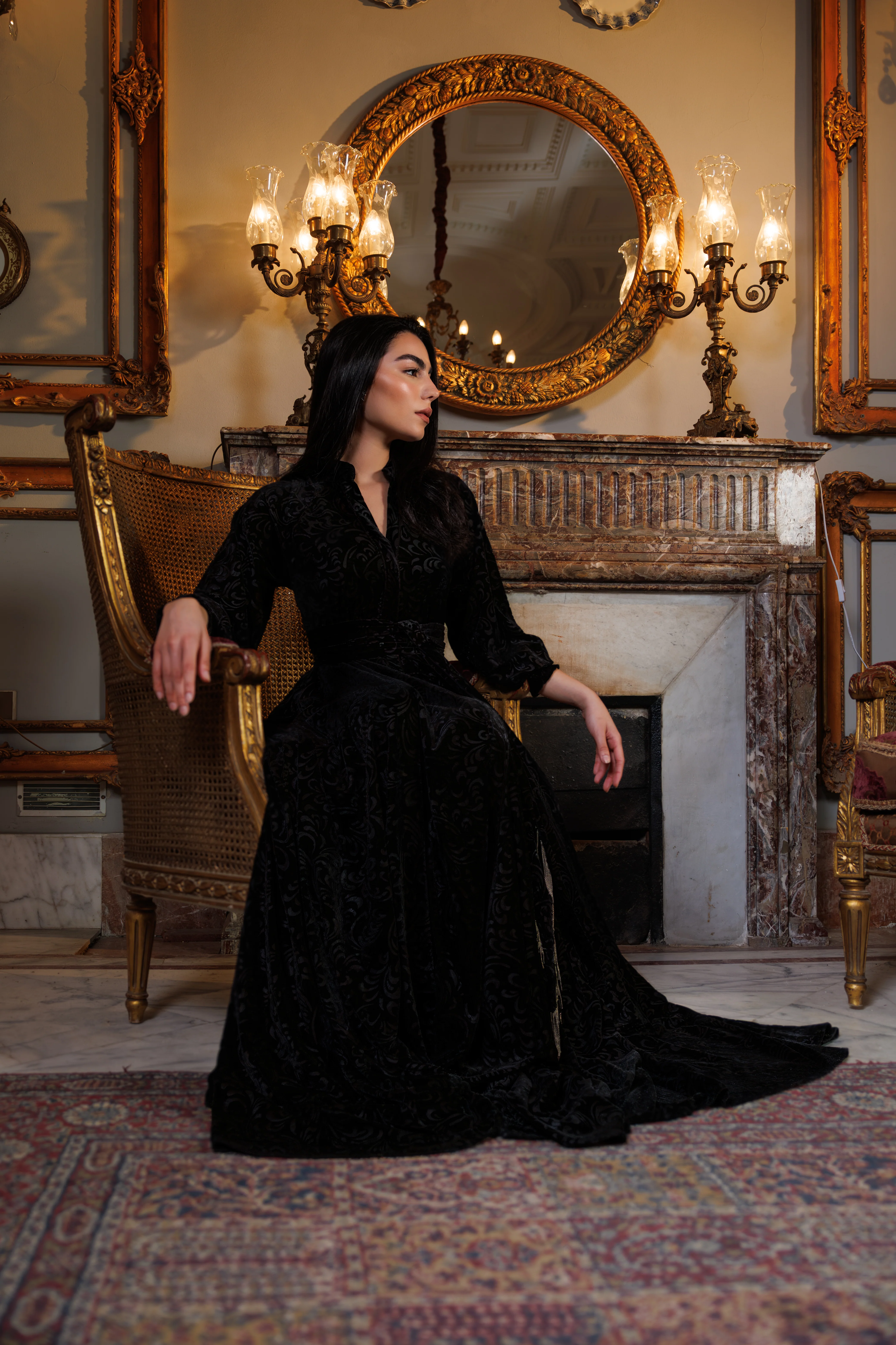 Lianna Velvet Dress | Black - Image 6