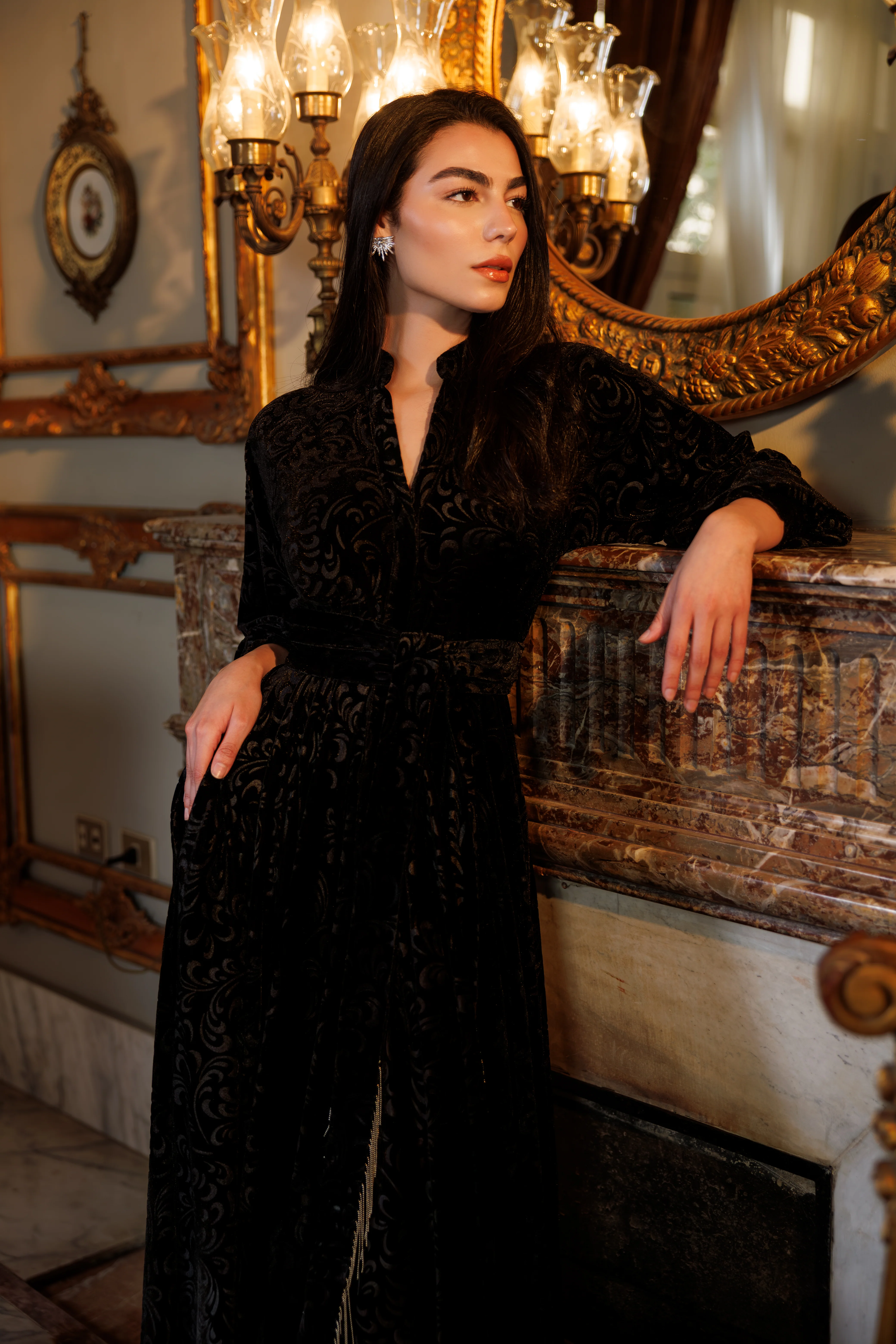 Lianna Velvet Dress | Black - Image 7