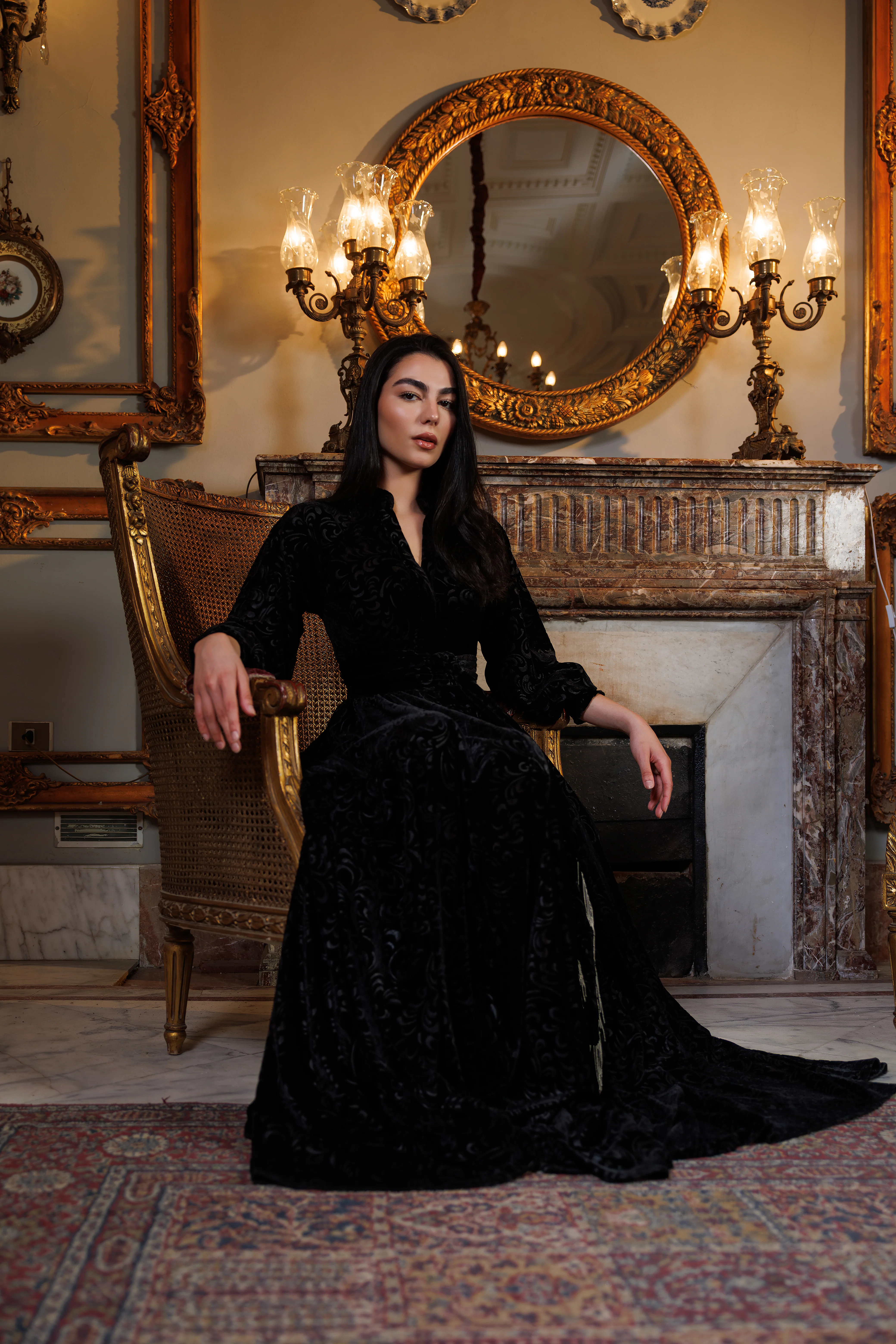 Lianna Velvet Dress | Black - Image 8