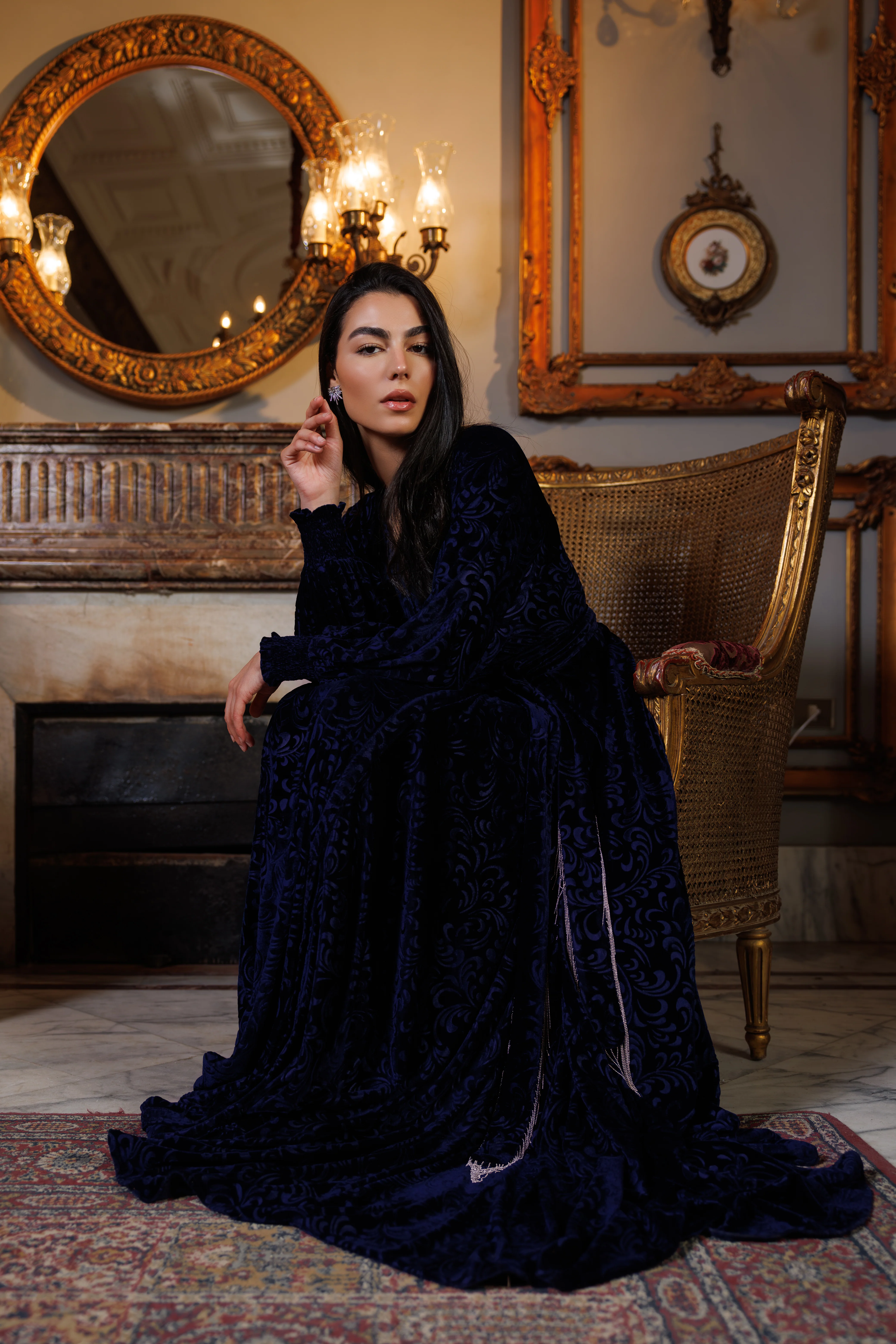 Lianna Velvet Dress | Dark Blue - Image 3