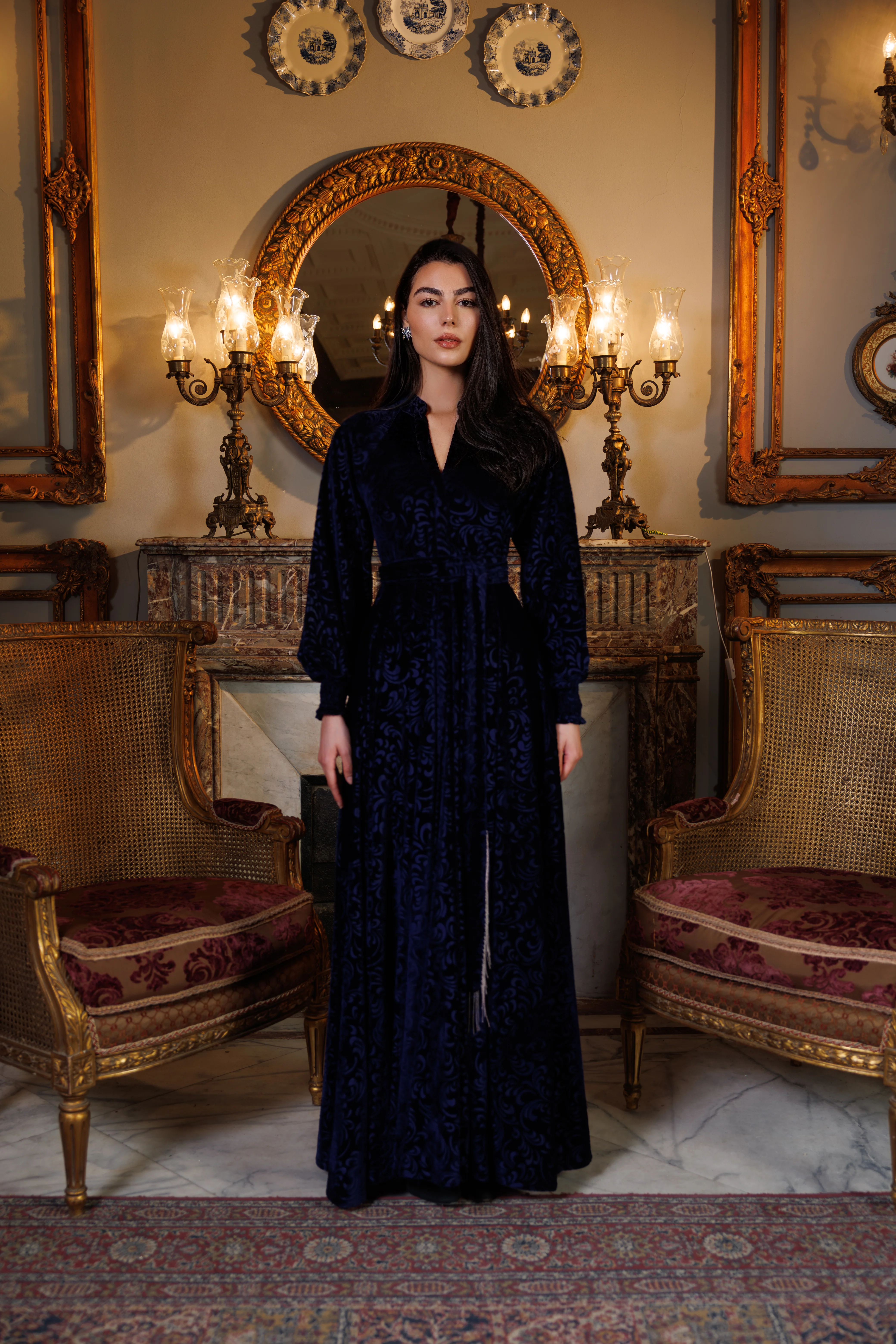 Lianna Velvet Dress | Dark Blue - Image 4
