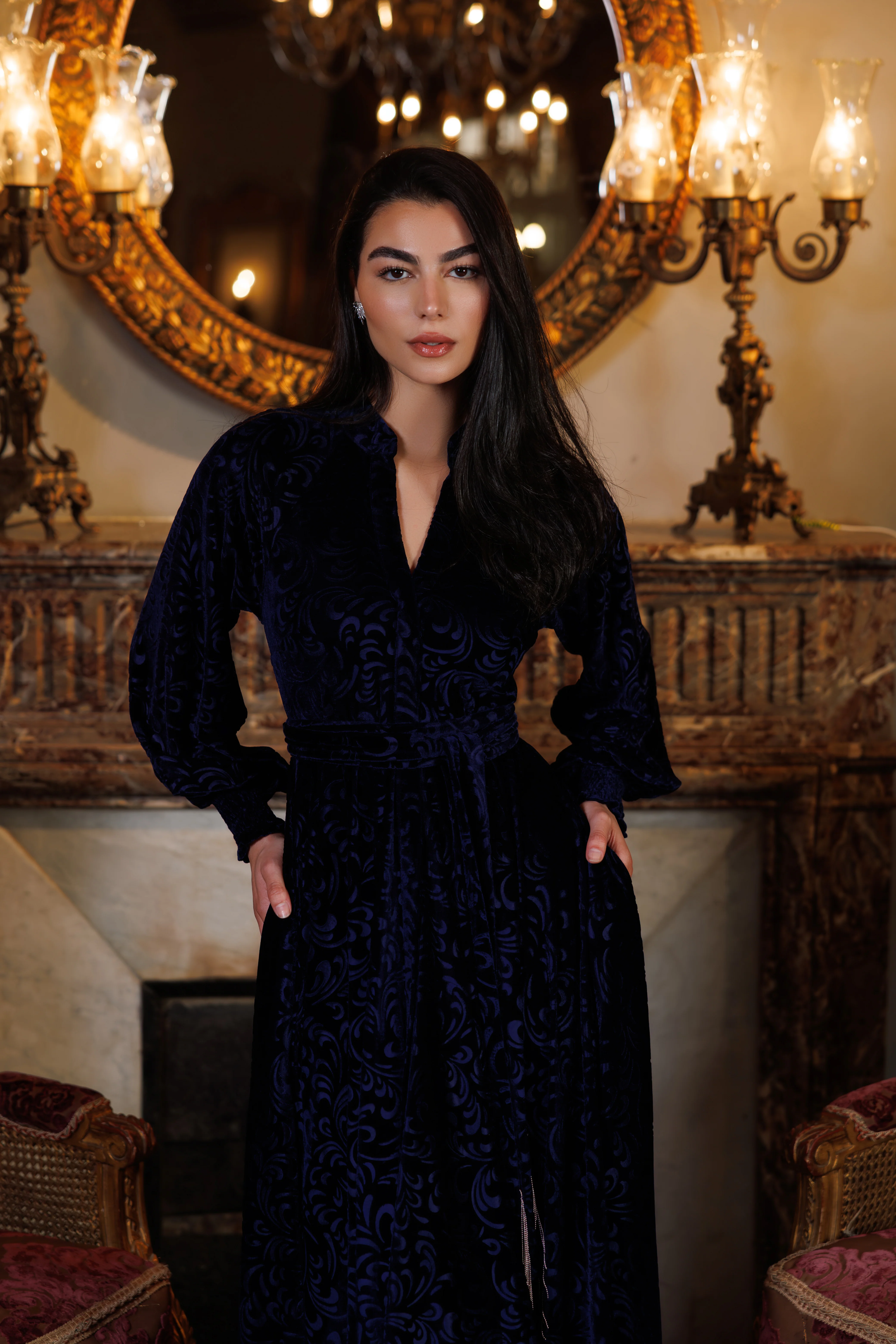 Lianna Velvet Dress | Dark Blue - Image 6