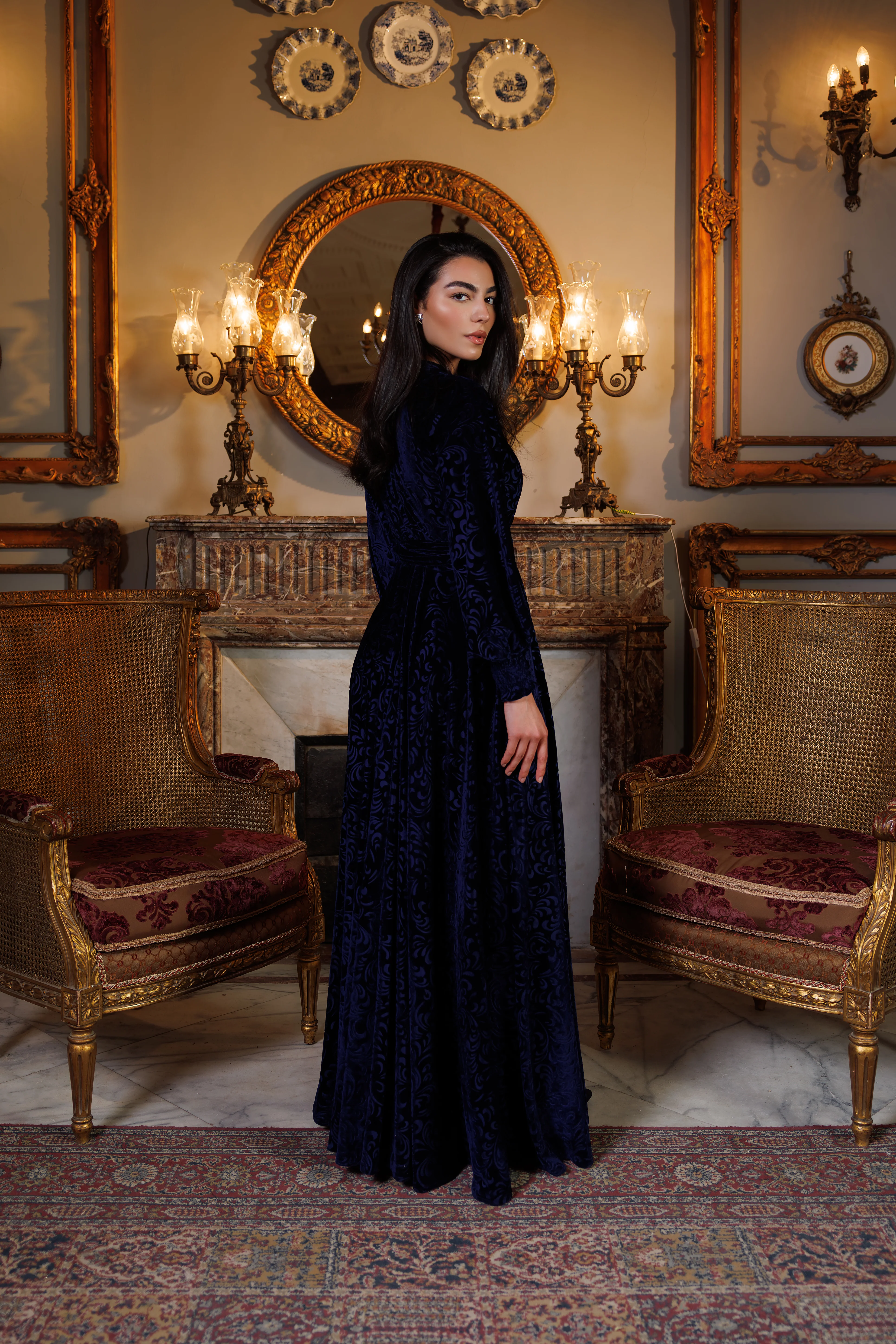 Lianna Velvet Dress | Dark Blue - Image 7