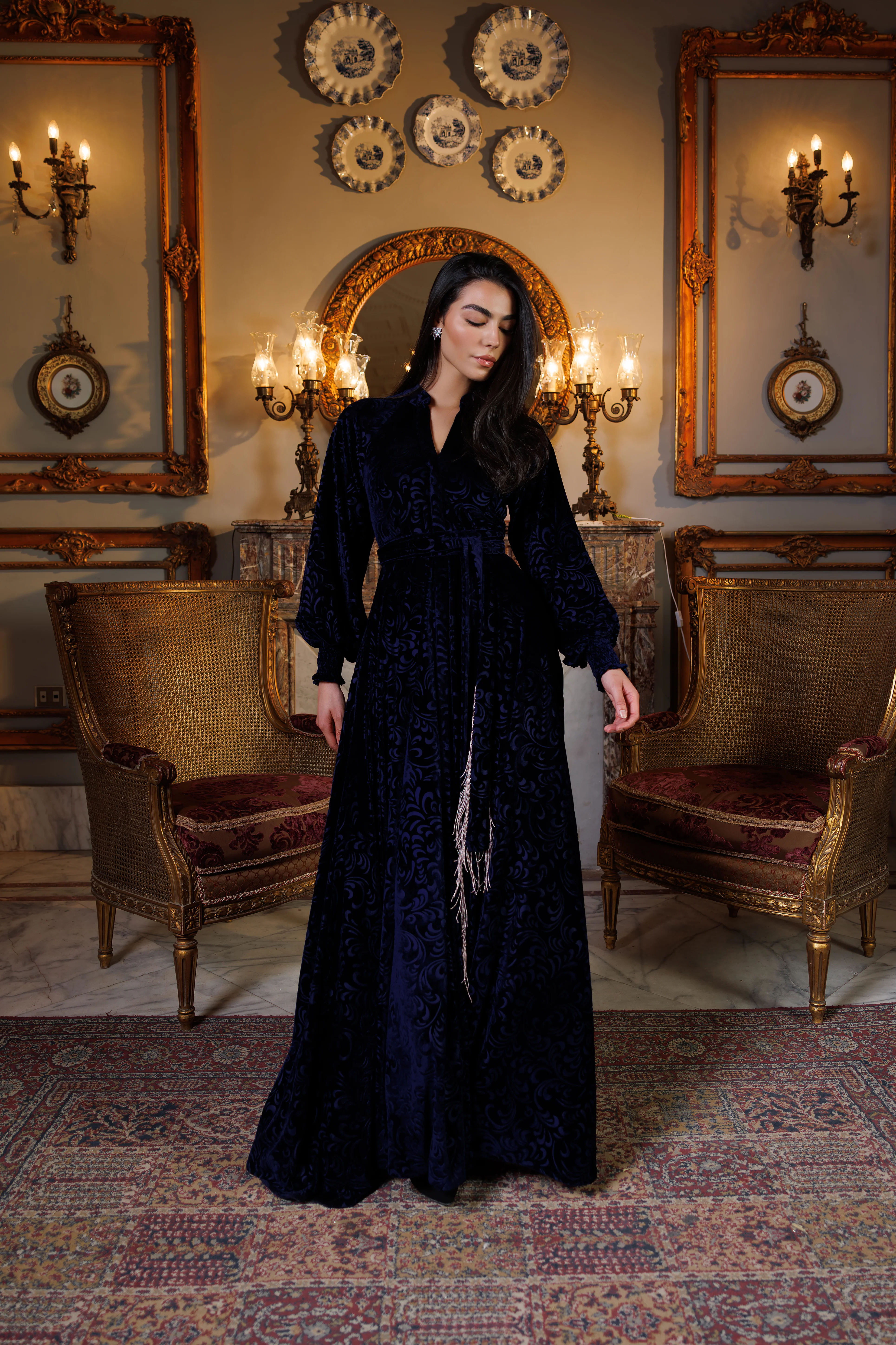Lianna Velvet Dress | Dark Blue - Image 8